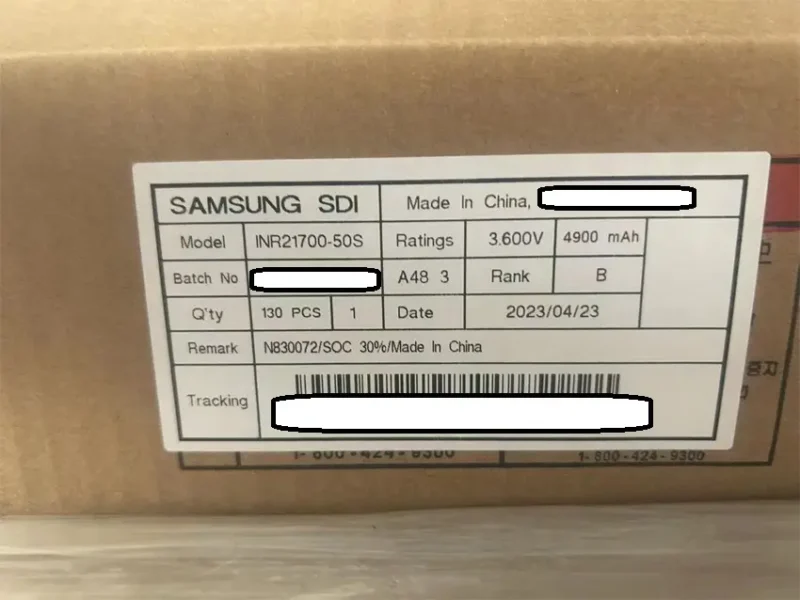 Samsung INR21700-50S Lithium Ion Battery Cell Supplier