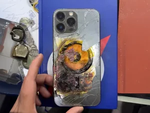 exploded lithium ion battery phone case
