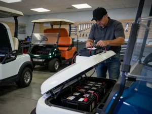 marine battery in a golf cart